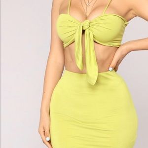 Two piece matching set lime